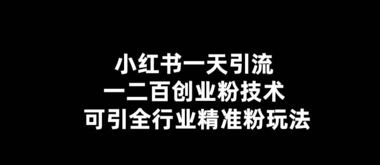 【引流必备】小红书一天引流一二百创业粉技术，可引全行业精准粉玩法-诸葛网创