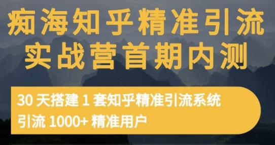 痴海知乎精准引流实战营1-2期，30天搭建1套知乎精准引流系统，引流1000+精准用户-诸葛网创