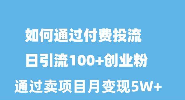 如何通过付费投流日引流100+创业粉月变现5W+-诸葛网创