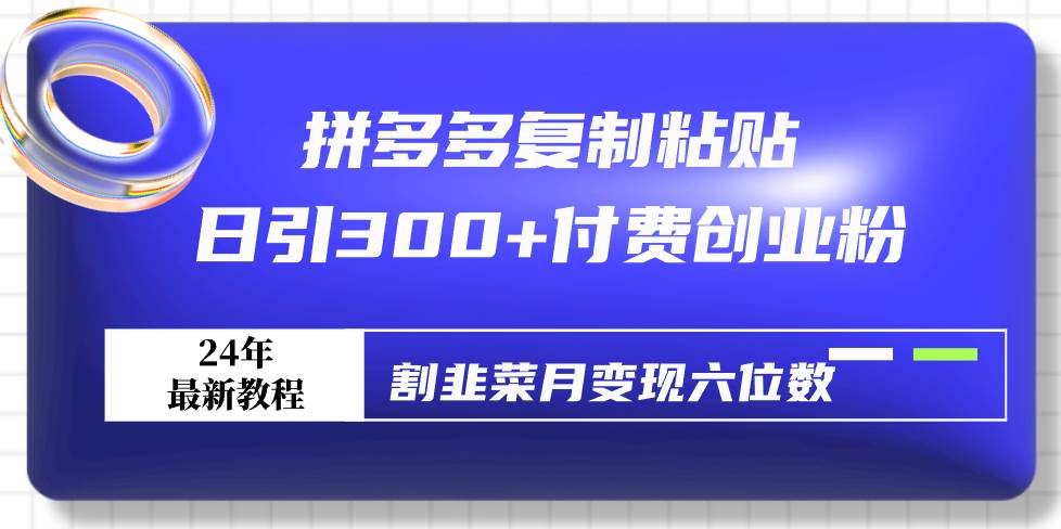 拼多多复制粘贴日引300+付费创业粉，割韭菜月变现六位数最新教程！-诸葛网创