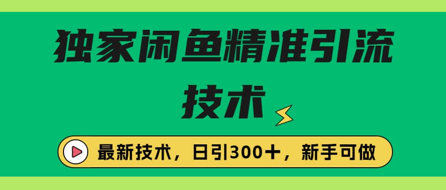 独家闲鱼引流技术，日引300＋实战玩法-诸葛网创