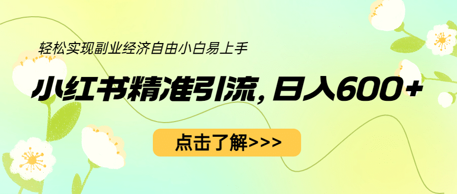 小红书精准引流，小白日入600+，轻松实现副业经济自由（教程+1153G资源）-诸葛网创