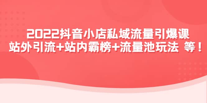 2022抖音小店私域流量引爆课：站外Y.L+站内霸榜+流量池玩法等等-诸葛网创