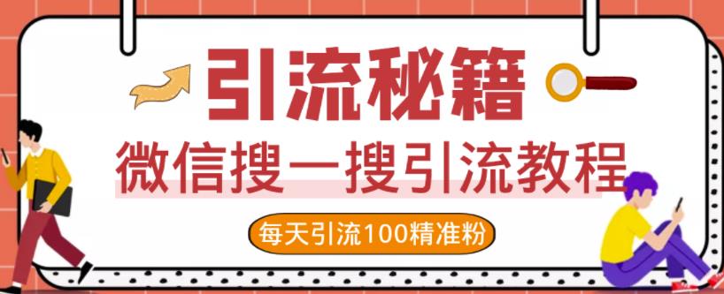 微信搜一搜引流教程，每天引流100精准粉-诸葛网创