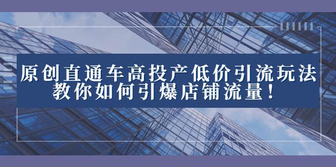 2023直通车高投产低价引流玩法，教你如何引爆店铺流量！-诸葛网创