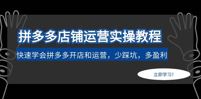 拼多多店铺运营实操教程：快速学会拼多多开店和运营，少踩坑，多盈利-诸葛网创