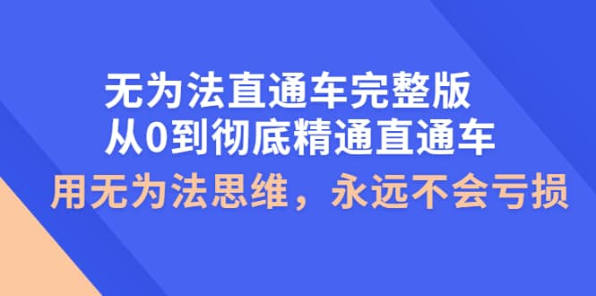 无为法直通车完整版：从0到彻底精通直通车，用无为法思维，永远不会亏损-诸葛网创