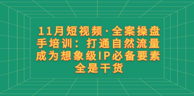 11月短视频·全案操盘手培训：打通自然流量 成为想象级IP必备要素 全是干货-诸葛网创