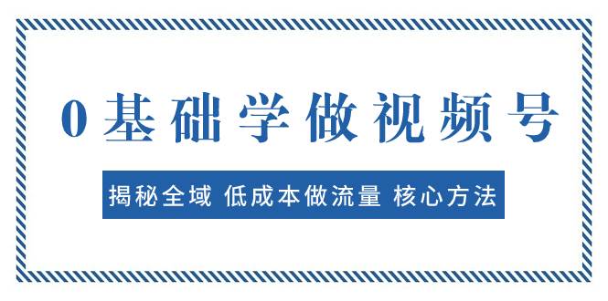 0基础学做视频号：揭秘全域 低成本做流量 核心方法  快速出爆款 轻松变现-诸葛网创