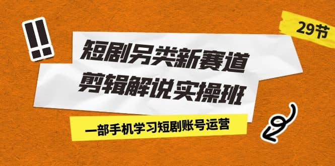 短剧另类新赛道剪辑解说实操班：一部手机学习短剧账号运营（29节 价值500）-诸葛网创