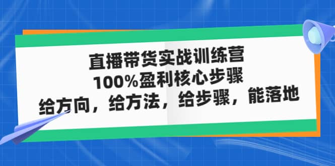 直播带货实战训练营：100%盈利核心步骤，给方向，给方法，给步骤，能落地-诸葛网创