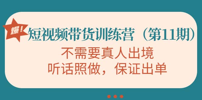 短视频带货训练营（第11期），不需要真人出境，听话照做，保证出单-诸葛网创