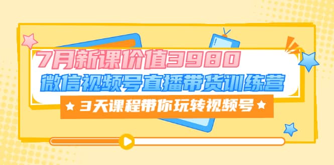 微信视频号直播带货训练营，3天课程带你玩转视频号：7月新课价值3980-诸葛网创