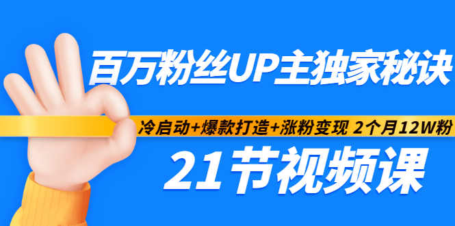 百万粉丝UP主独家秘诀：冷启动+爆款打造+涨粉变现2个月12W粉（21节视频课)-诸葛网创