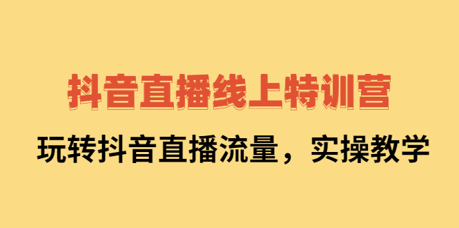 抖音直播线上特训营：玩转抖音直播流量，实操教学-诸葛网创