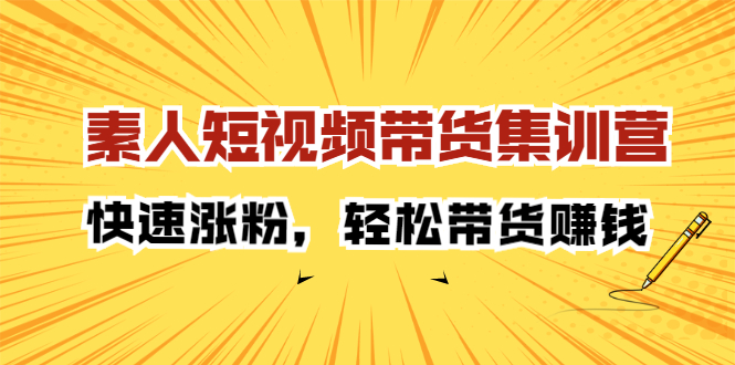 素人短视频带货集训营：快速涨粉，轻松带货赚钱-诸葛网创