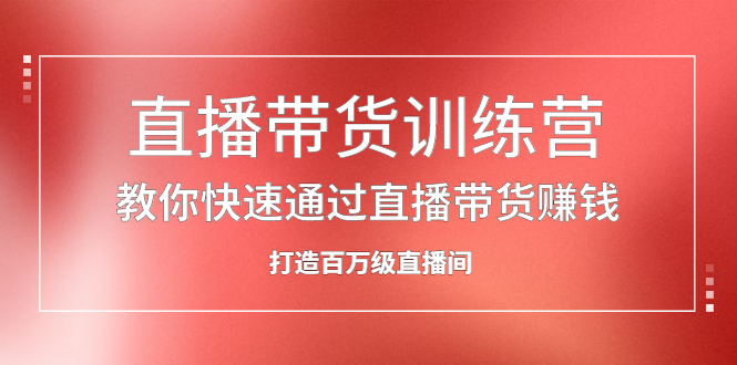 直播带货训练营，教你快速通过直播带货赚钱，打造百万级直播间-诸葛网创