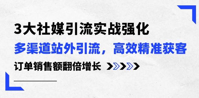 3大社媒引流实操强化，多渠道站外引流/高效精准获客/订单销售额翻倍增长-诸葛网创