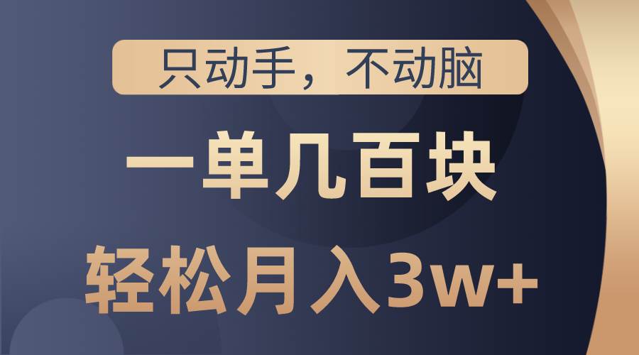 只动手不动脑，一单几百块，轻松月入3w+，看完就能直接操作，详细教程-诸葛网创