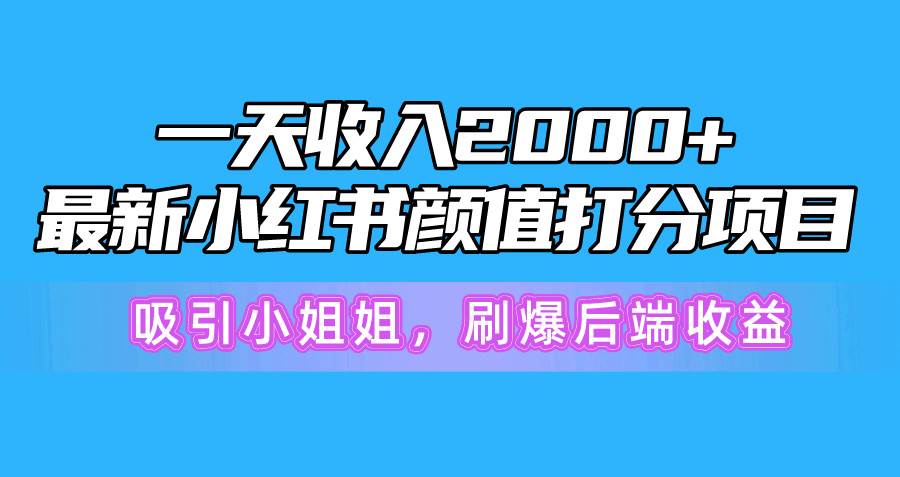 一天收入2000+，最新小红书颜值打分项目，吸引小姐姐，刷爆后端收益-诸葛网创