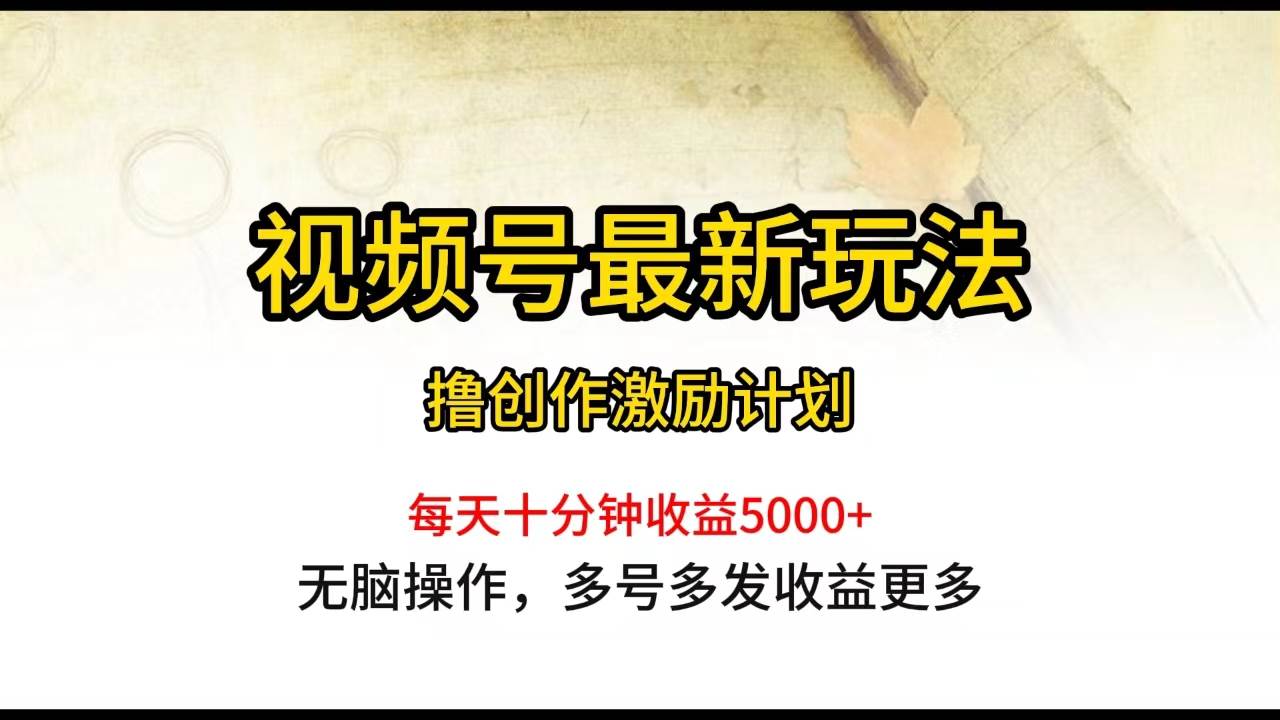 视频号最新玩法，每日一小时月入5000+-诸葛网创