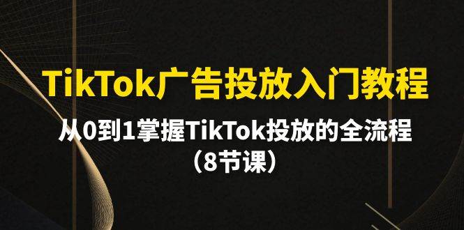 TikTok广告投放入门教程，从0到1掌握TikTok投放的全流程（8节课）-诸葛网创