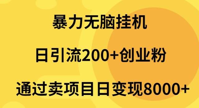 暴力无脑挂机日引流200+创业粉通过卖项目日变现2000+-诸葛网创