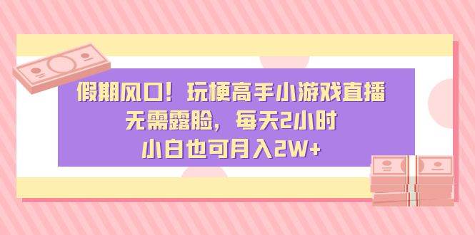 假期风口！玩梗高手小游戏直播，无需露脸，每天2小时，小白也可月入2W+-诸葛网创