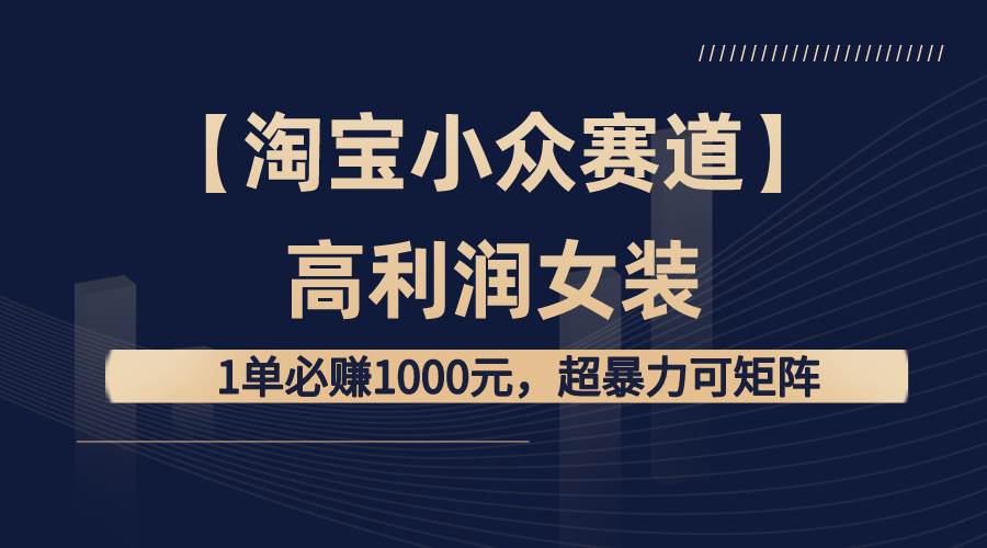 【淘宝小众赛道】高利润女装：1单必赚1000元，超暴力可矩阵-诸葛网创