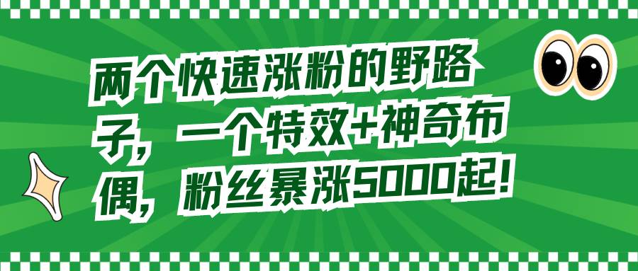 两个快速涨粉的野路子，一个特效+神奇布偶，粉丝暴涨5000起！-诸葛网创