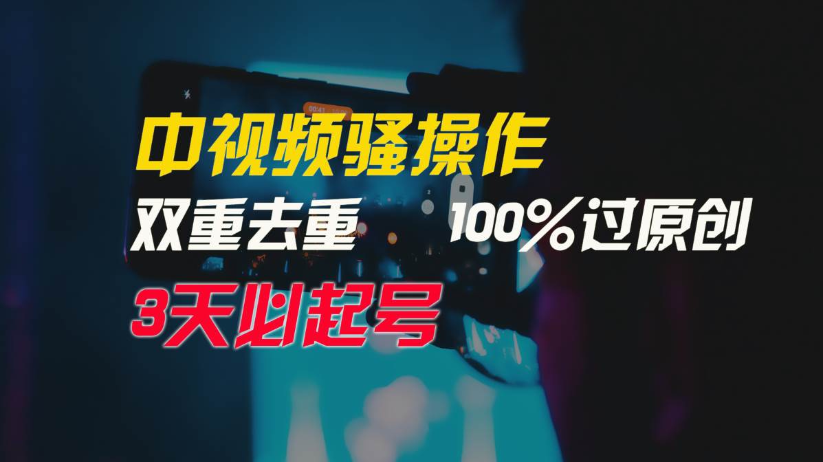 中视频骚操作，双重去重100%过原创，3天比必起号，简单无脑，月入3W+-诸葛网创