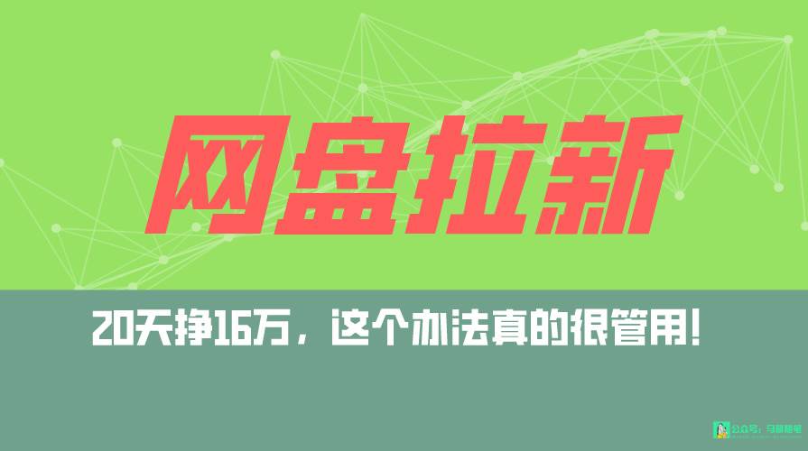 网盘拉新+私域全自动玩法，0粉起号，小白可做，当天见收益，已测单日破5000-诸葛网创