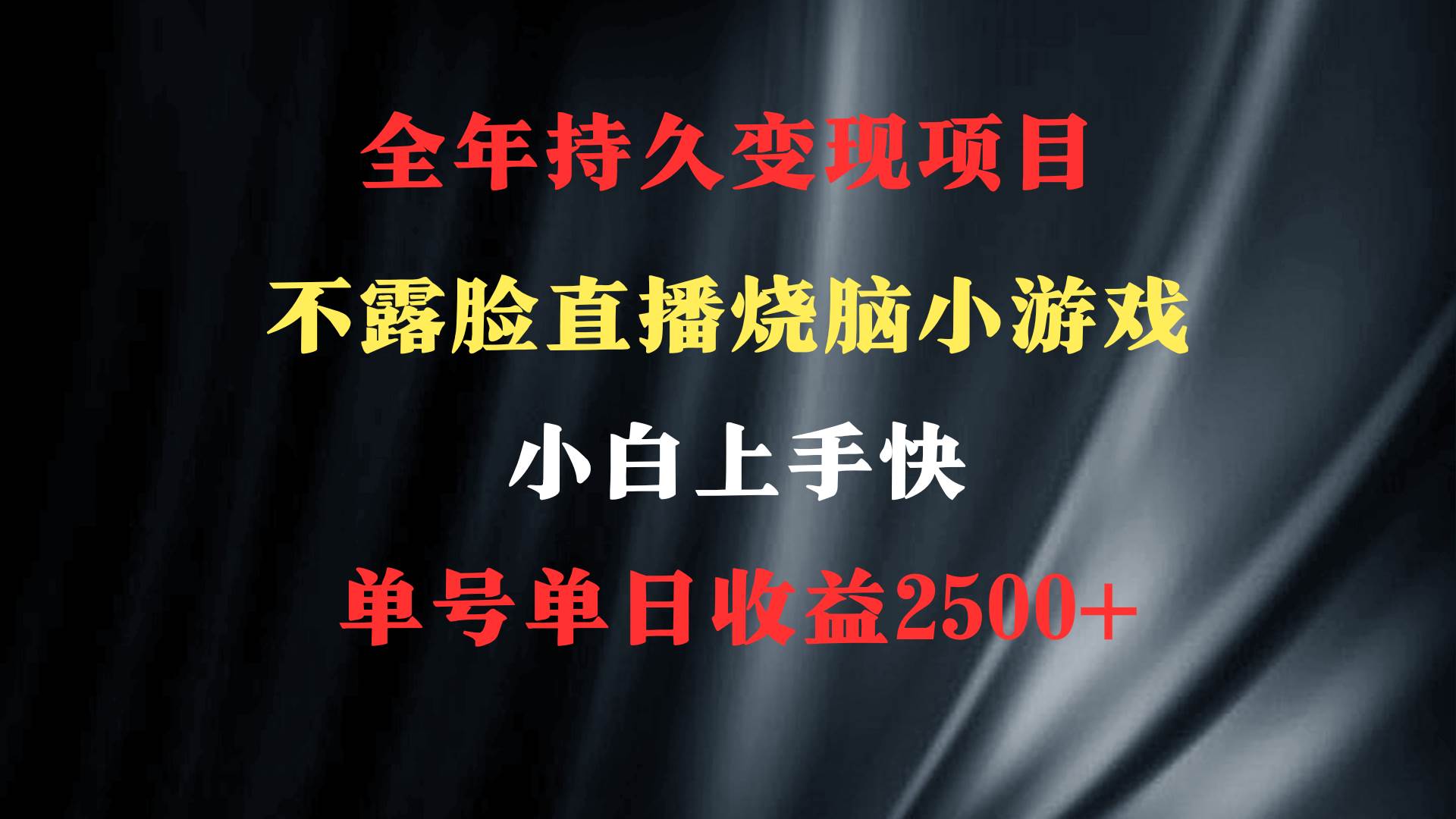 2024年 最优项目，烧脑小游戏不露脸直播  小白上手快 无门槛 一天收益2500+-诸葛网创