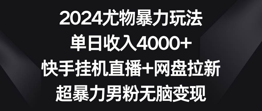 2024尤物暴力玩法 单日收入4000+快手挂机直播+网盘拉新 超暴力男粉无脑变现-诸葛网创