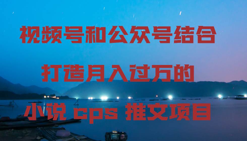 视频号和公众号结合打造月入过万的小说cps推文项目-诸葛网创