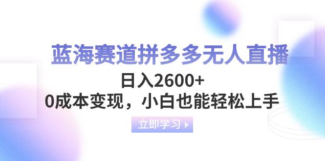 蓝海赛道拼多多无人直播，日入2600+，0成本变现，小白也能轻松上手-诸葛网创