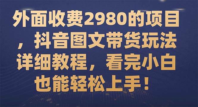 外面收费2980的项目，抖音图文带货玩法详细教程，看完小白也能轻松上手！-诸葛网创