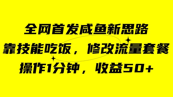 咸鱼冷门新玩法，靠“技能吃饭”，修改流量套餐，操作1分钟，收益50+-诸葛网创