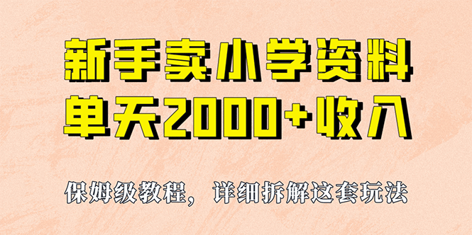 我如何通过卖小学资料，实现单天2000+，实操项目，保姆级教程+资料+工具-诸葛网创