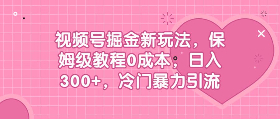 视频号掘金新玩法，保姆级教程0成本，日入300+，冷门暴力引流-诸葛网创