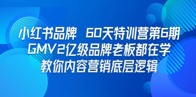 小红书品牌 60天特训营第6期 GMV2亿级品牌老板都在学 教你内容营销底层逻辑-诸葛网创