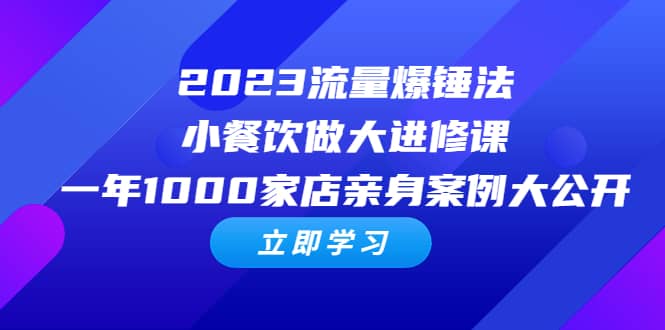 2023流量 爆锤法，小餐饮做大进修课，一年1000家店亲身案例大公开-诸葛网创