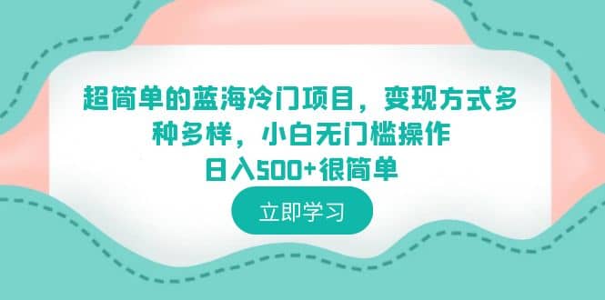 超简单的蓝海冷门项目，变现方式多种多样，小白无门槛操作日入500+很简单-诸葛网创