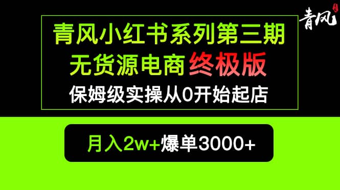 小红书无货源电商爆单终极版【视频教程+实战手册】保姆级实操从0起店爆单-诸葛网创