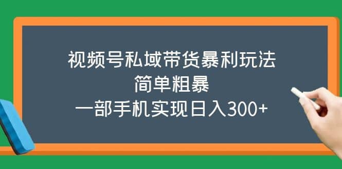 视频号私域带货暴利玩法，简单粗暴-诸葛网创