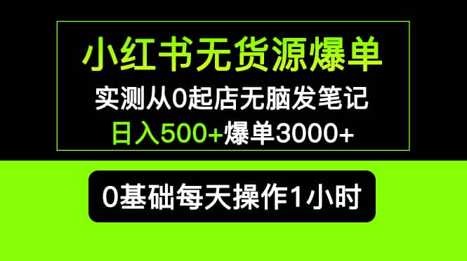 小红书无货源爆单 实测从0起店无脑发笔记爆单3000+长期项目可多店-诸葛网创