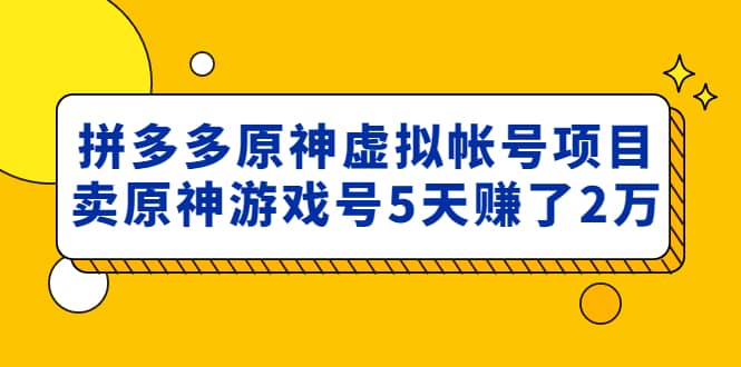 外面卖2980的拼多多原神虚拟帐号项目-诸葛网创