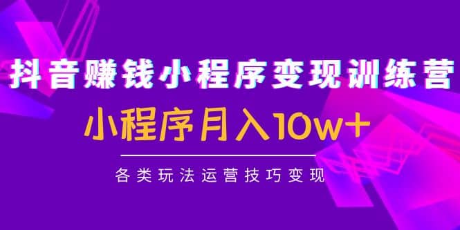 抖音小程序变现训练营：小程序各类玩法运营技巧变现-诸葛网创