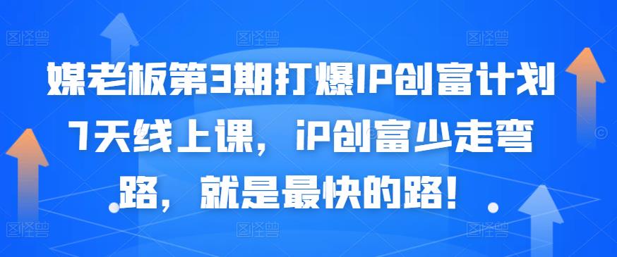 媒老板第3期打爆IP创富计划7天线上课，iP创富少走弯路，就是最快的路！-诸葛网创