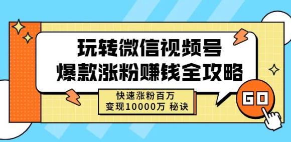 玩转微信视频号爆款涨粉赚钱全攻略，快速涨粉百万变现万元秘诀-诸葛网创